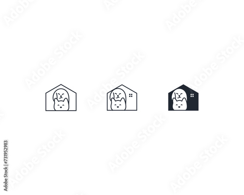 Dog and cat logo design template vector, line of pet logo design suitable for pet shop, store, cafe, business, hotel, veterinary clinic, Domestic animal vector illustration logotype, sign, symbol