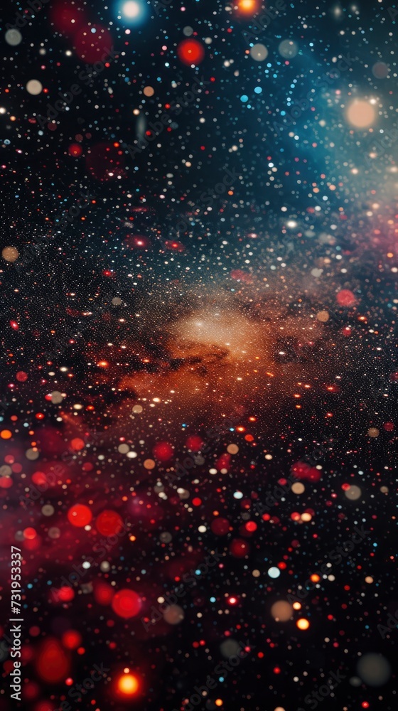Vast Field of Diverse Stars in Dark Red and Dark Cyan Tones, Featuring Refractive Surfaces Vast Field of Diverse Stars in Dark Red and Dark Cyan Tones, Featuring Refractive Surfaces