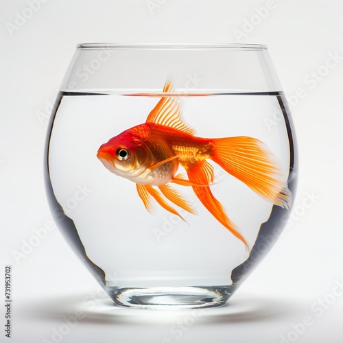 Ein Goldfisch schwimmt in einem Glas mit Wasser