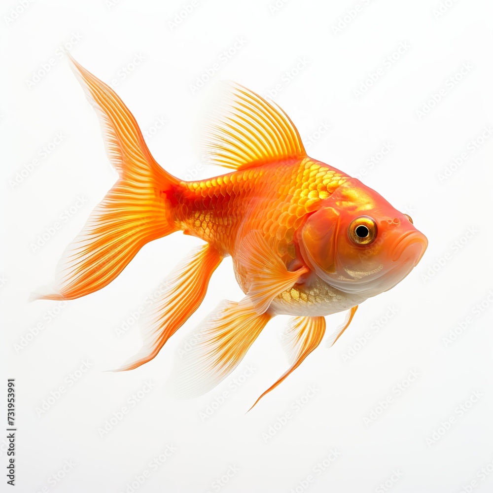 Ein Goldfisch auf weißem Hintergrund