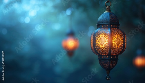 Ramadan and Eid al-Fitr Concept 2024 Backgrounds, Featuring Turkish Traditional Lantern Light Lamp, Ramadan Kareem Mubarak 3D Background