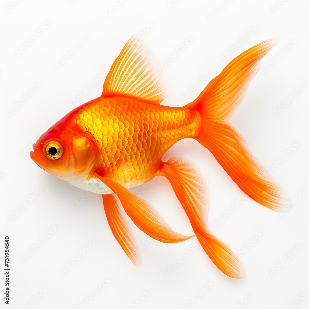 Ein Goldfisch auf weißem Hintergrund Ein Goldfisch auf weißem Hintergrund