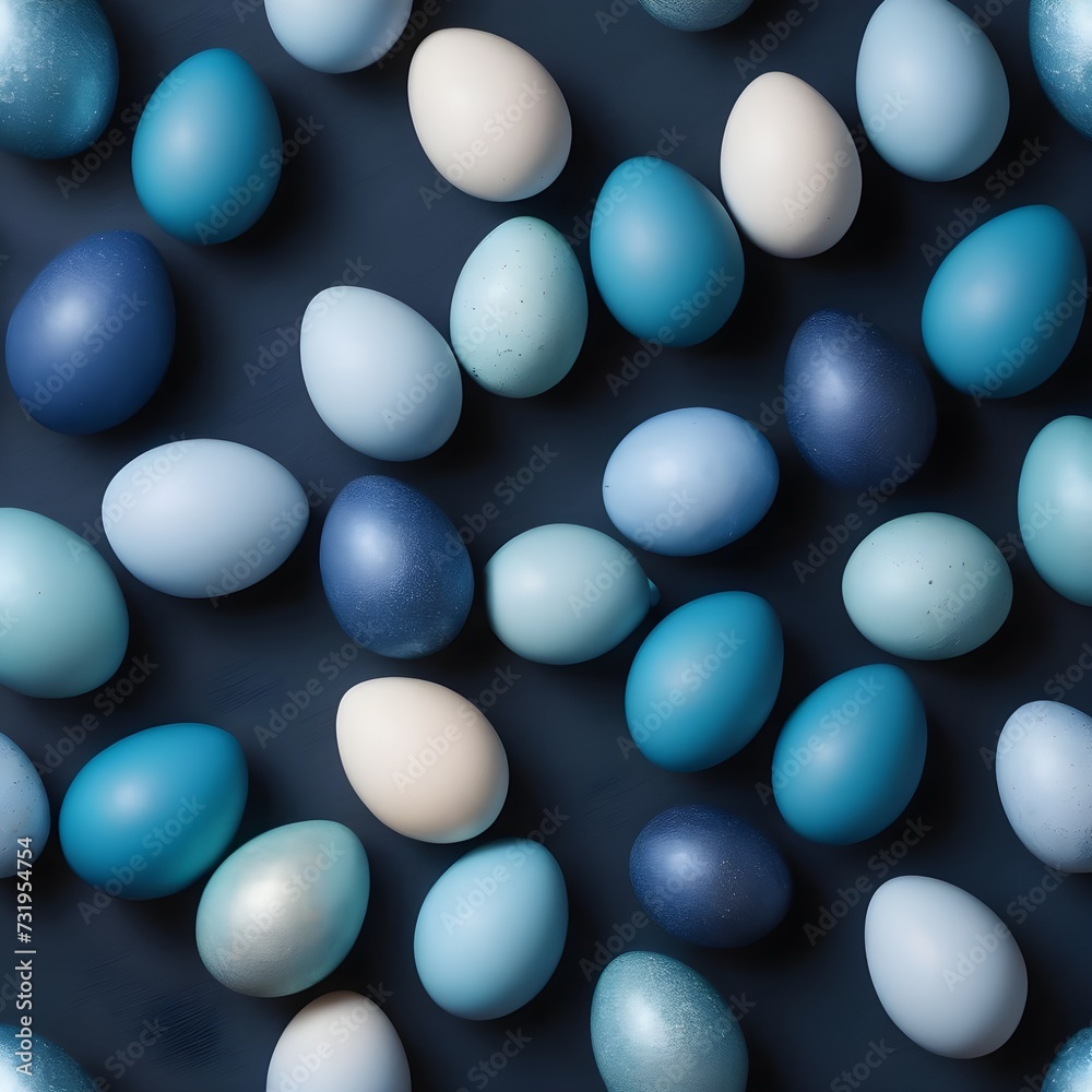 Blue easter eggs painted by hand on a dark background. Easter stylish minimal composition. Top view, flat lay, copy space Blue easter eggs painted by hand on a dark background. Easter stylish minimal composition. Top view, flat lay, copy space