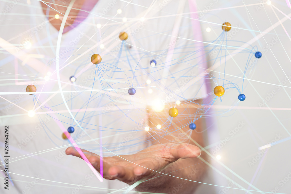 Global network. Blockchain. 3D illustration. Neural networks and artificial intelligence. Abstract Global network. Blockchain. 3D illustration. Neural networks and artificial intelligence. Abstract