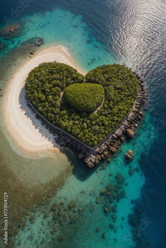 Heart-shaped island in the middle of the ocean: tropical style © alexx_60