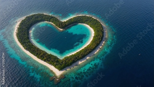 Heart-shaped island in the middle of the ocean: tropical style