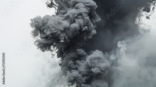 An Intense Smoke Cloud on White Background in 