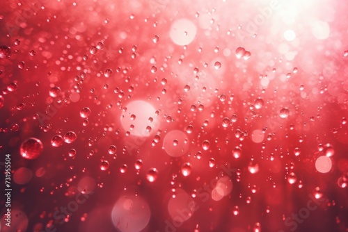 Red Water Droplets Macro Shot
