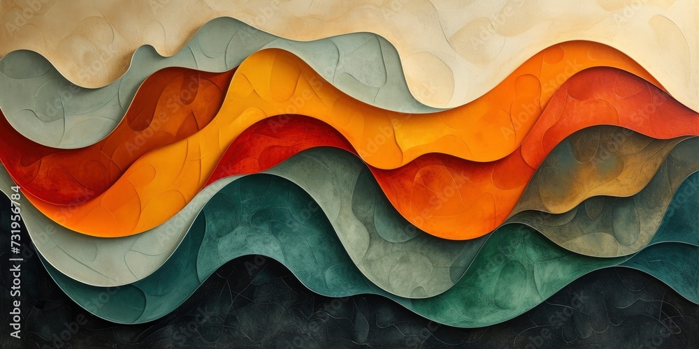 Abstract Orange, Green, and Beige Colors Depict the Beauty of Organic Flow