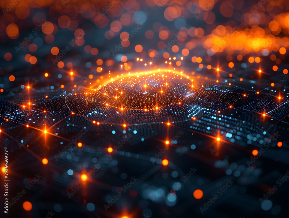 Fototapeta premium image is abstract or wire and network background with shiny lights