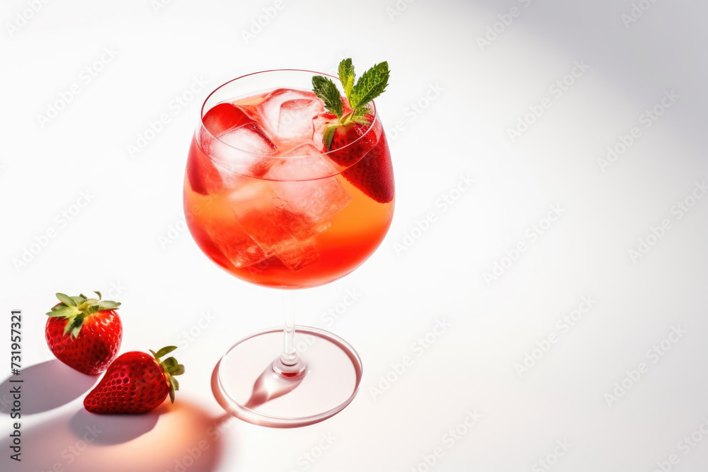 Strawberry Cocktail with Ice and Mint Strawberry Cocktail with Ice and Mint