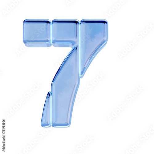 Symbol made of blue vertical blocks. number 7