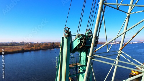 Bremerhaven - Northern Germany - Aerial view of a crane with winch