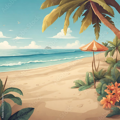 beach with palm trees and sea
