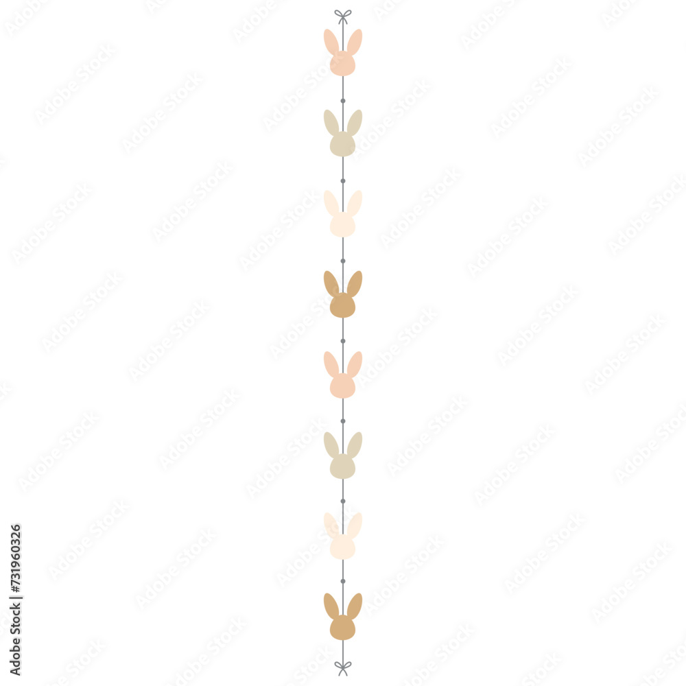 nursery paster bunny easter decorative label line illustration