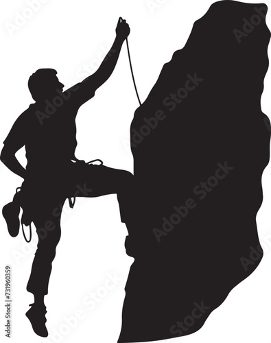 Rock climbing silhouette vector illustration