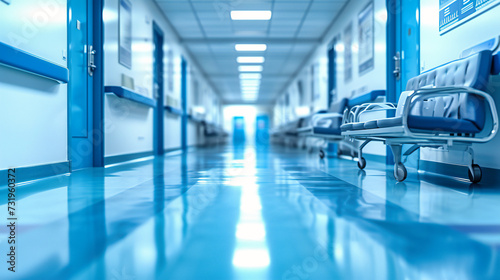 A clinical hospital corridor  embodying the urgency and professionalism of medical healthcare environments