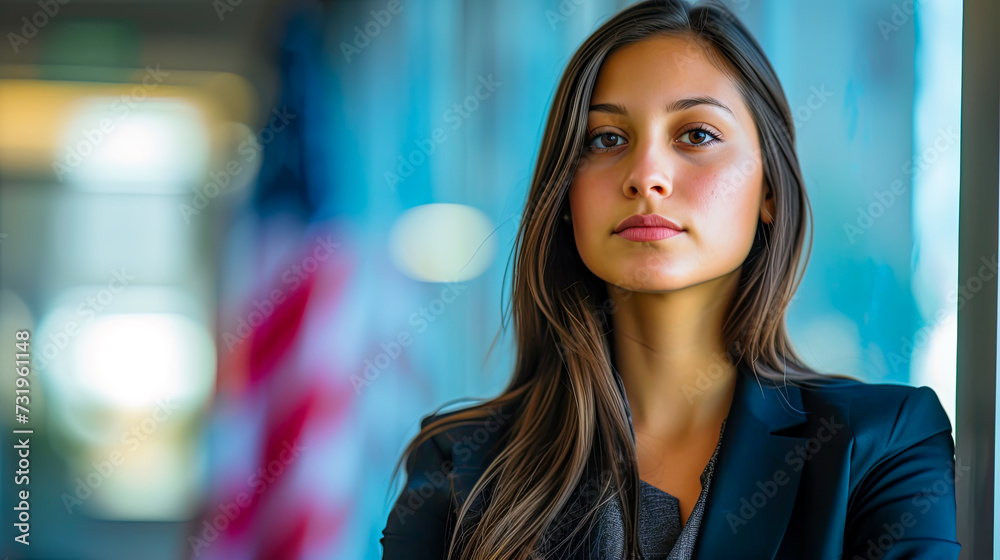 Portrait einer Geschäftsfrau im Büro. Close up einer Businesswoman Portrait einer Geschäftsfrau im Büro. Close up einer Businesswoman