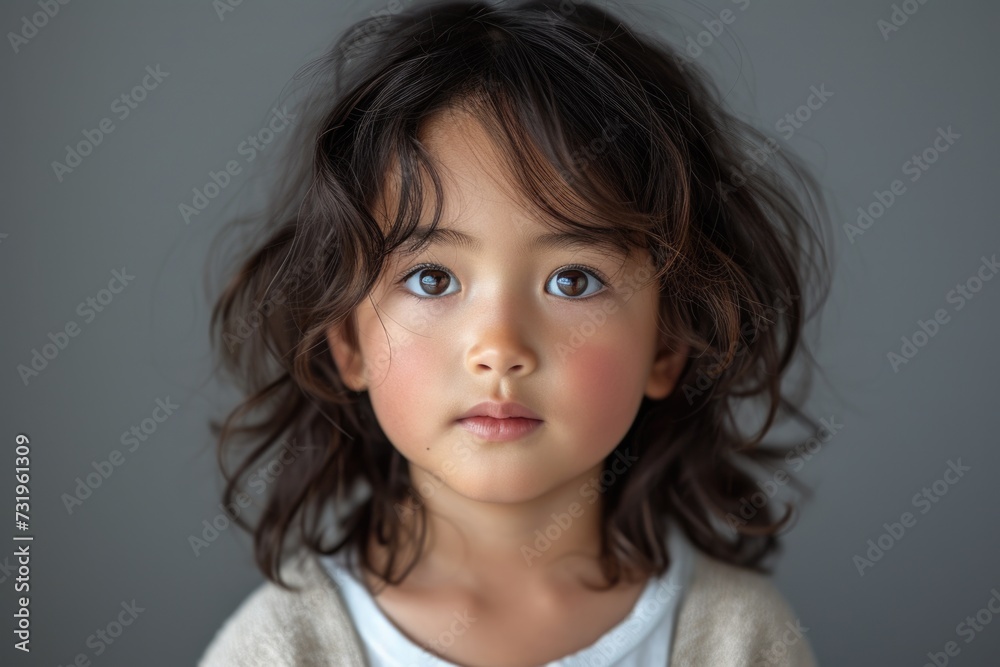 Pensive Toddler with Deep Brown Eyes Pensive Toddler with Deep Brown Eyes