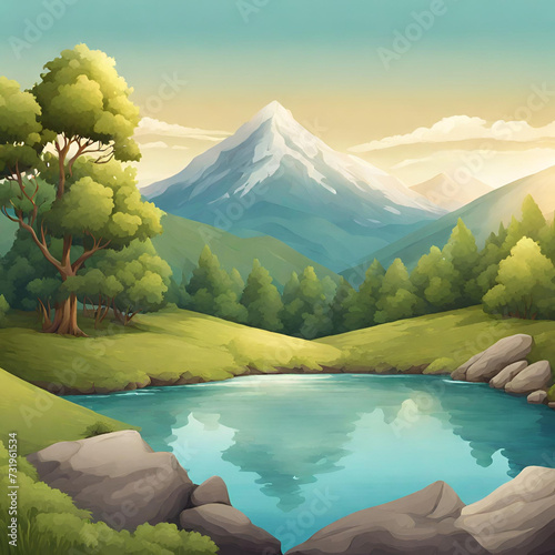 illustration of a beautiful mountain view 