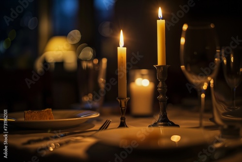 Candlelit Ambiance. A Romantic Dinner