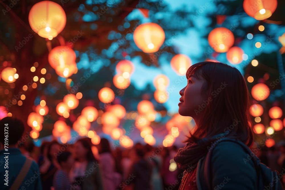 Taiwan Lantern Festival , Show visitors from around the world marveling at the lanterns, highlighting the festival's international appeal and cultural exchange.