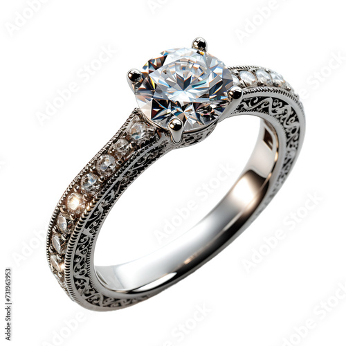 diamond ring  isolated on transparent background.