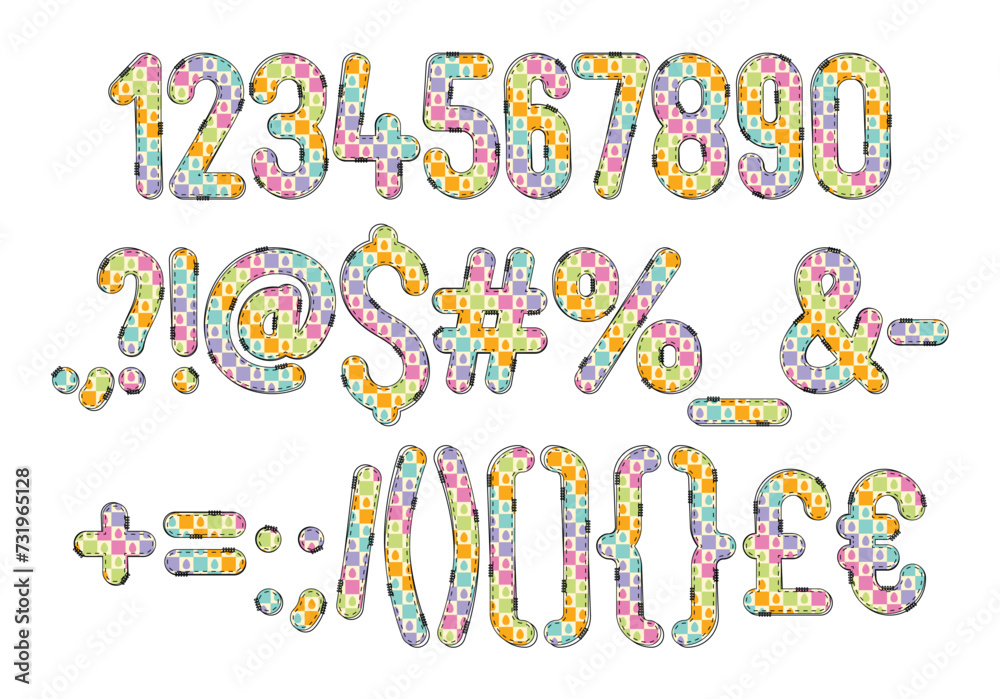 Fototapeta premium Versatile Collection of Easter Eggs Numbers and Punctuation for Various Uses