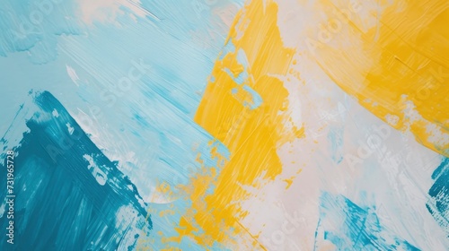 Pastel Blue and Yellow Paint Brushstroke Textured Background