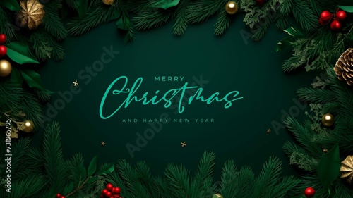 Merry Christmas Background With Cute Lettering