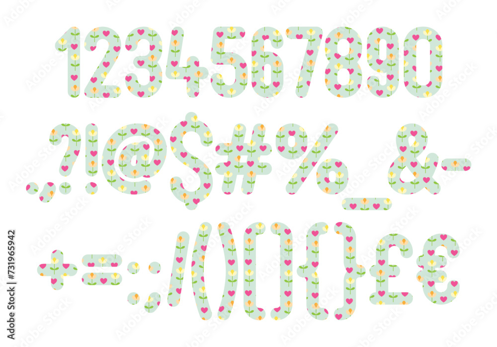 Versatile Collection of Romantic Flowers Numbers and Punctuation for Various Uses Versatile Collection of Romantic Flowers Numbers and Punctuation for Various Uses