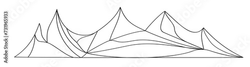 Simplistic black line art of mountain ranges vector 10 eps