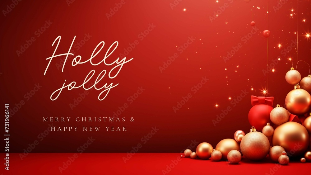 Naklejka premium Merry Christmas Red Background Template