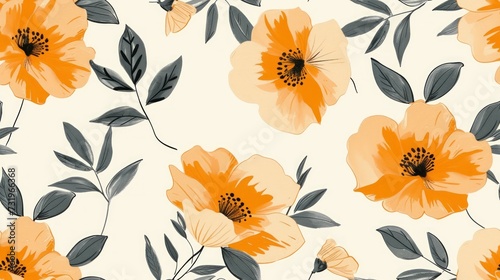 Hand draw flower, boho, seamless pattern background. Generative Ai