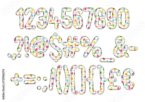 Versatile Collection of Colorful Eggs Numbers and Punctuation for Various Uses
