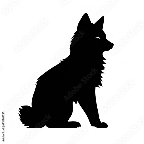 Black Color Silhouette of an Arctic Fox Simple