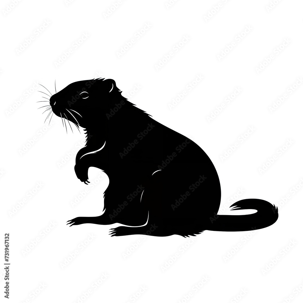 Black Color Silhouette of a Beaver Simple and Black Color Silhouette of a Beaver Simple and