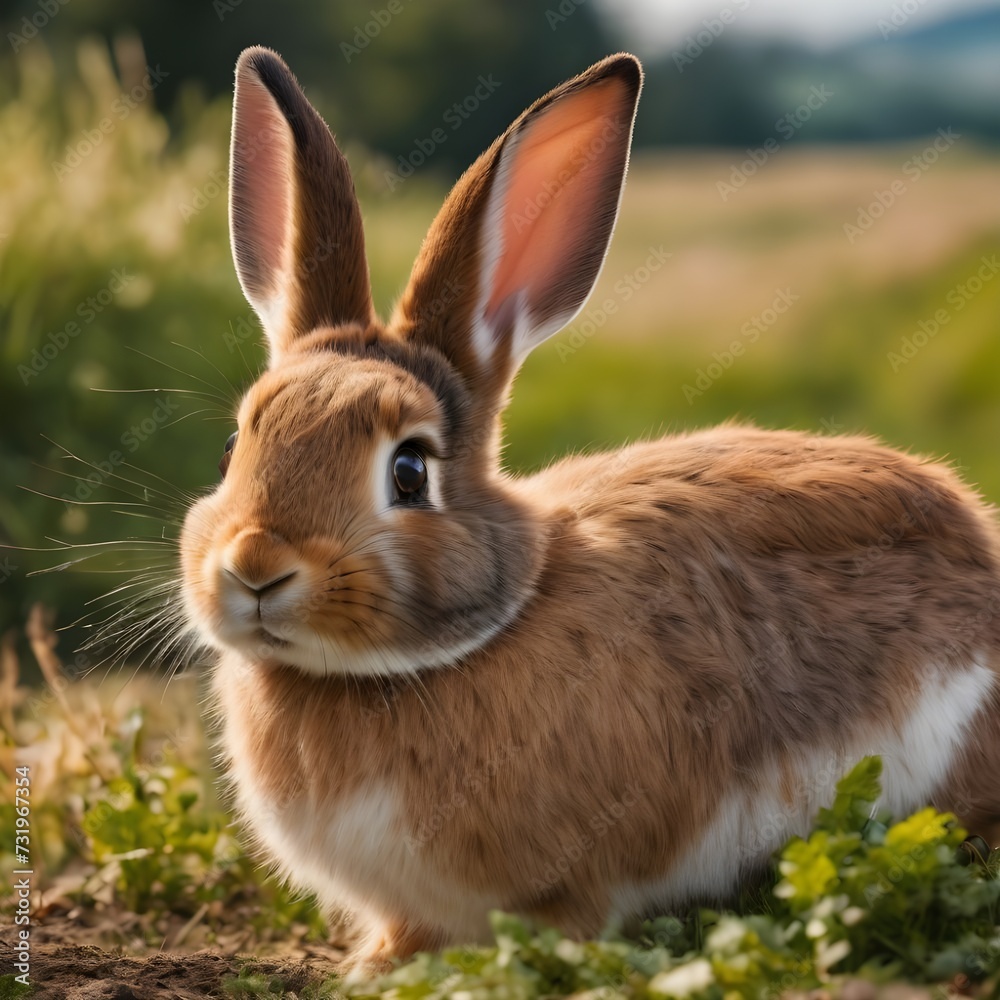 cute bunny on grass with beautiful nature cute bunny on grass with beautiful nature