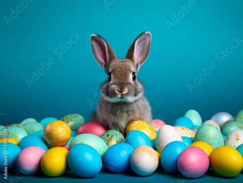 easter bunny with eastereggs.  © CreativeCreations
