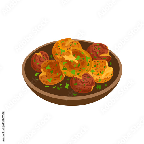 Garlic smashed potato vector illustration