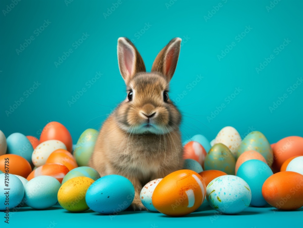 easter bunny with eastereggs. easter bunny with eastereggs.