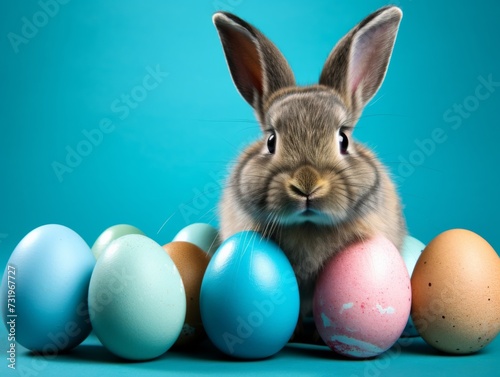 easter bunny with eastereggs.  © CreativeCreations