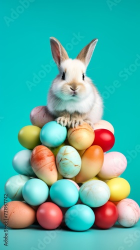 easter bunny with eastereggs.  © CreativeCreations