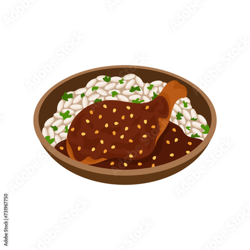 Mole Poblano Mexican food vector illustration