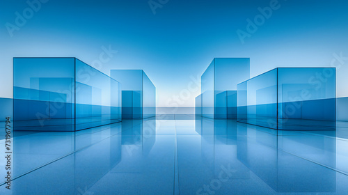 Abstract Architectural Design with Blue Sky, Modern Building Structure and Futuristic Concept