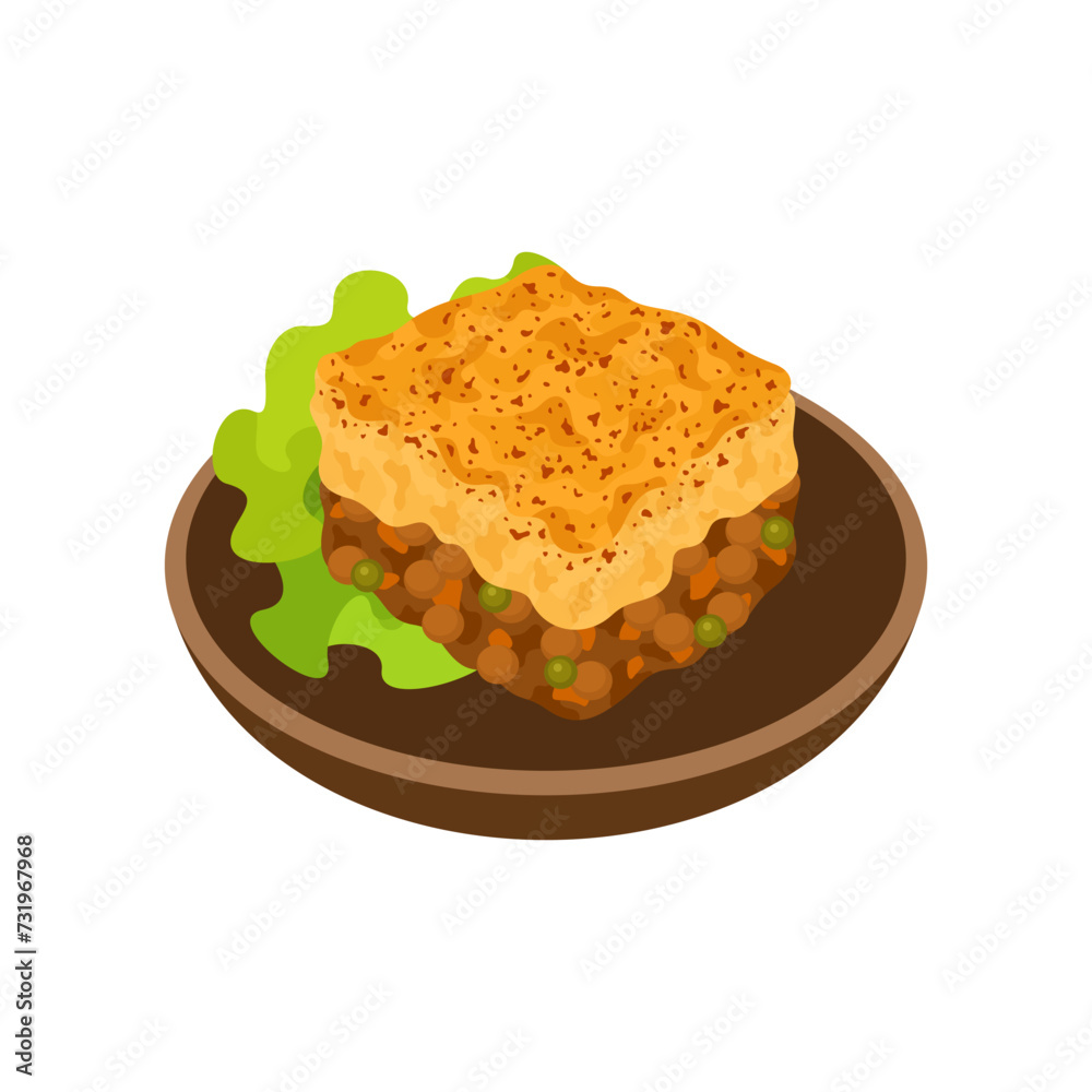 Shepherds Pie British food vector illustration Shepherds Pie British food vector illustration
