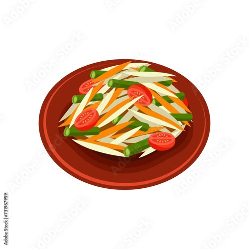 Som Tam papaya salad Thai food illustration