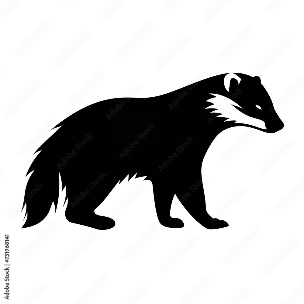 Black Color Silhouette of an Arctic Fox Simple

