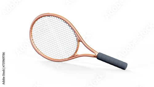 Tennis racket on white 3d render