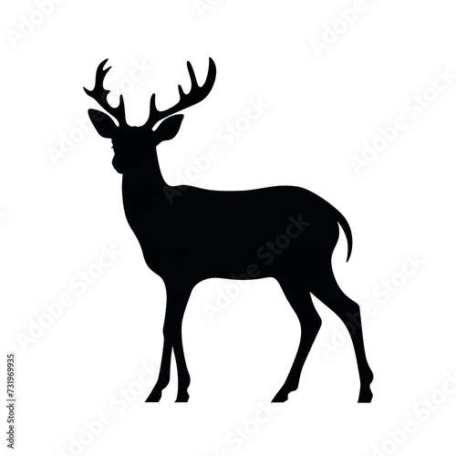Black Color Silhouette of a Caribou  Simple and Majestic  